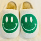 Green preppy christmas themed smiley slippers 