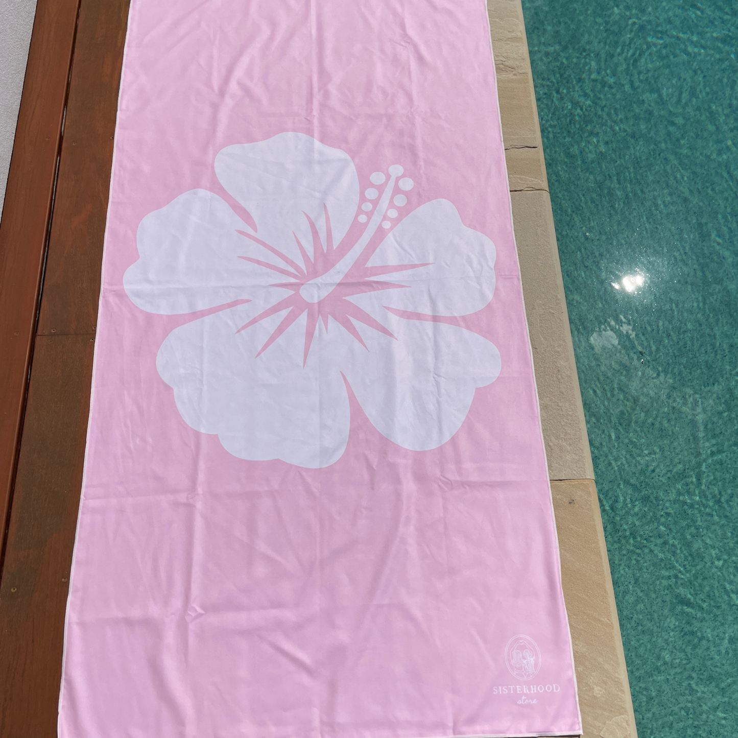 absorbent, quick dry, beach towel with aesthetic hibiscus print