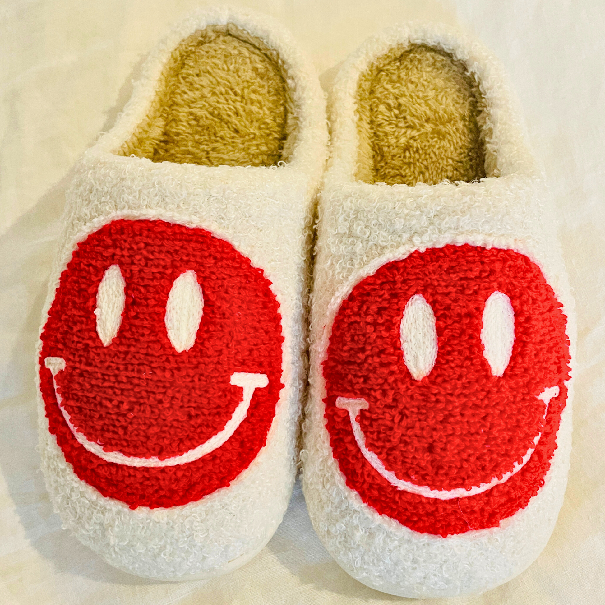 Red happy slippers christmas theme