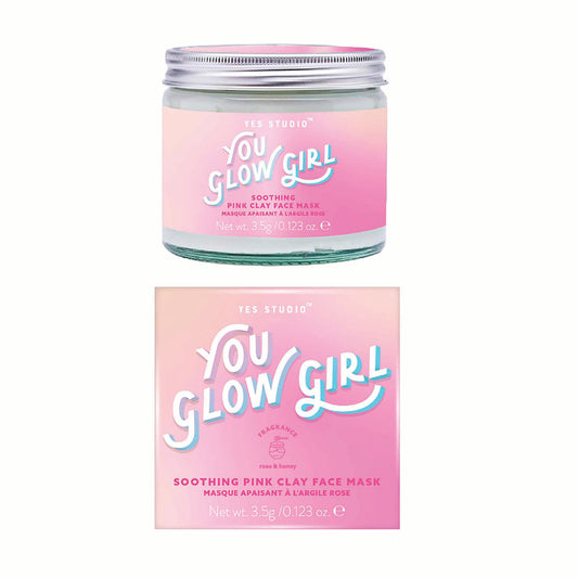 you glow girl sooth pink clay face mask in rose and honey