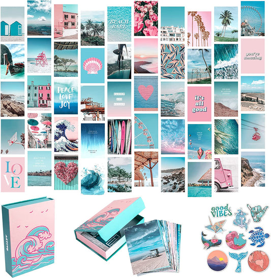 Blue Aesthetic Wall Collage Kit for teen and tween room decor