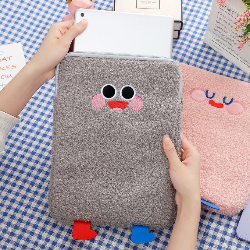 Cute fluffy protective iPad case in grey.