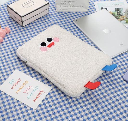 Cute fluffy iPad case in white. Kawaii.
