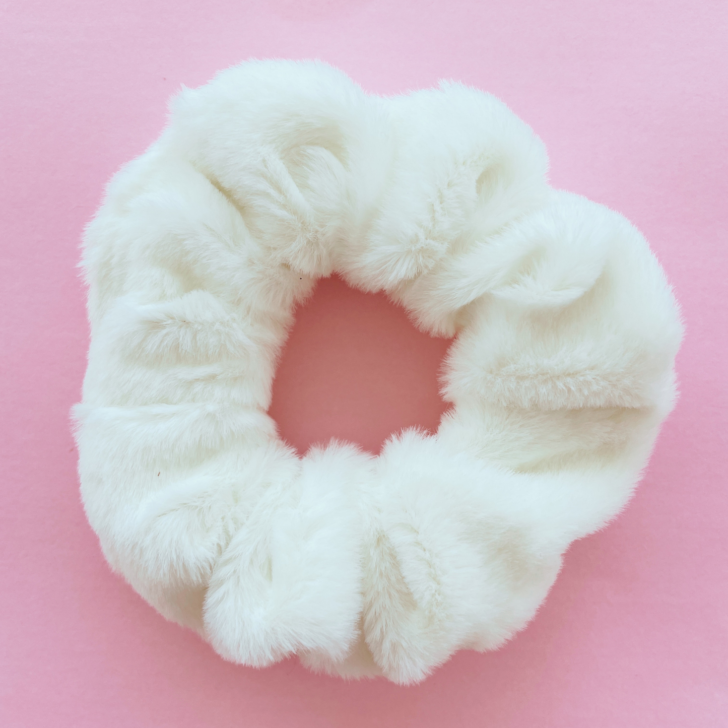 furry scrunchie hair tie in cream
