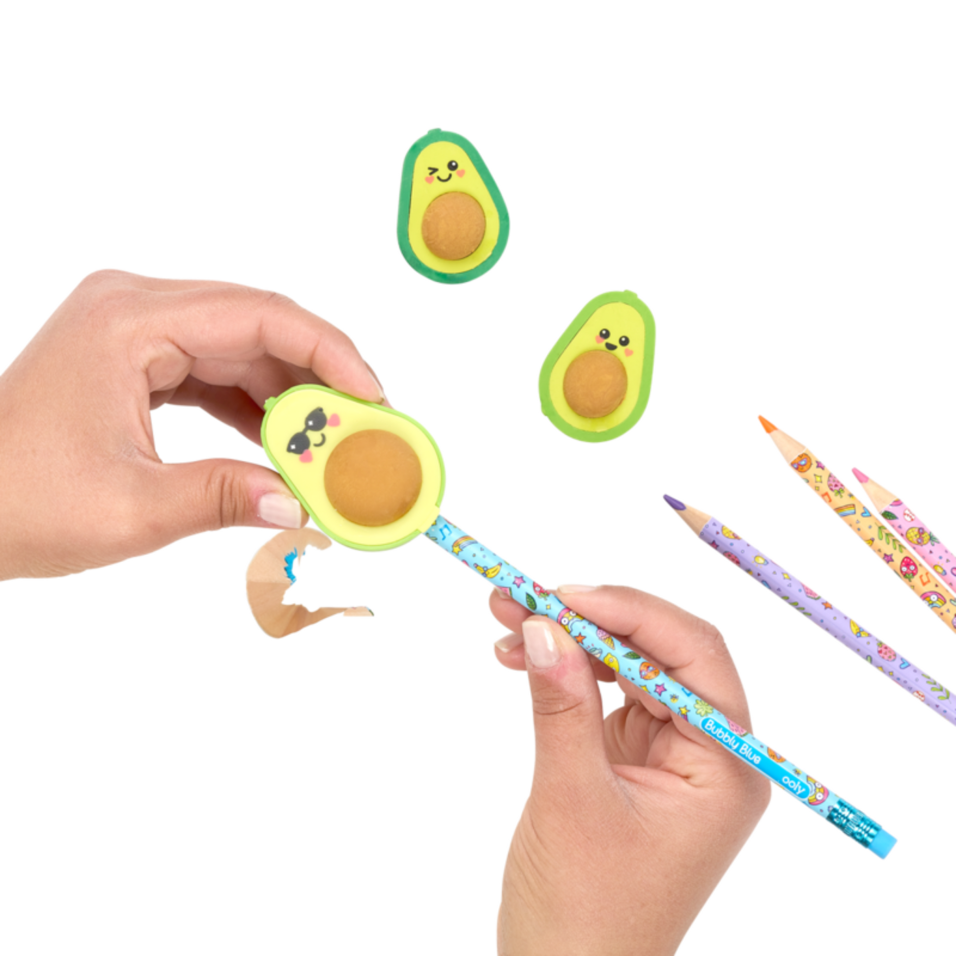 avocado eraser and sharpener stationery set